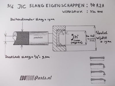 Hydraulische Slang 3/8"Compleet met 9/16 JIC Wartelkoppelingen - Afbeelding 2