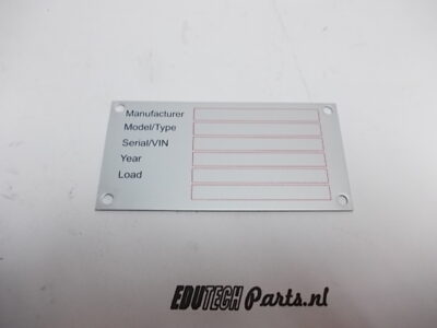 typeplaatje aluminium 100x50mm