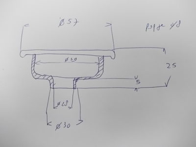 Vulhals Radiateur (normaal) Rond 57 mm  Vulkraag - Afbeelding 2